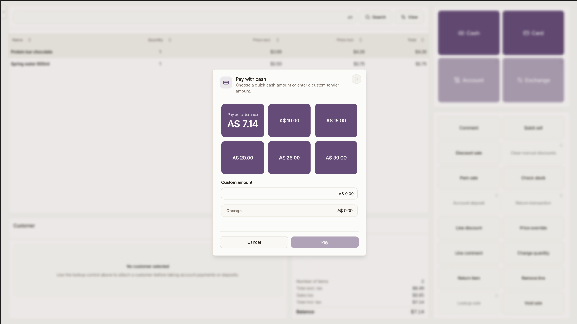Point of sale workspace
